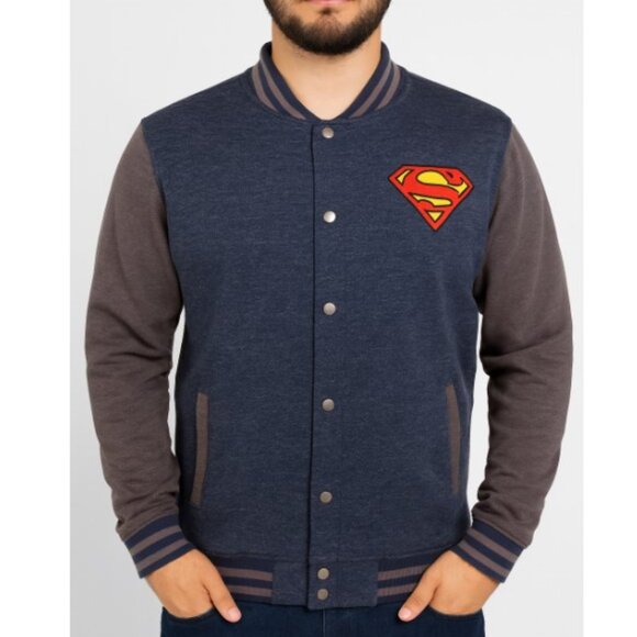 Superman Varsity Jacket Mens Letterman DC Comics Bioworld Coat Size L - Picture 1 of 7
